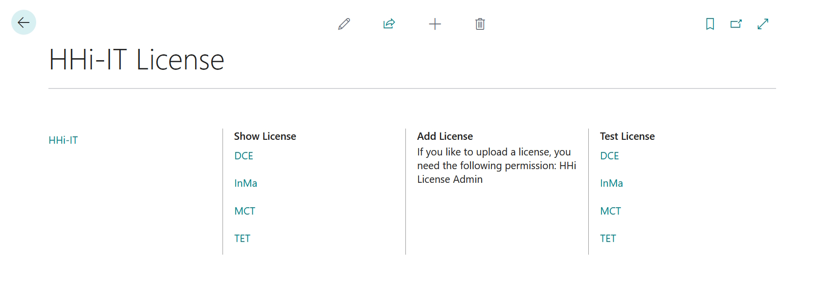 License Page for User