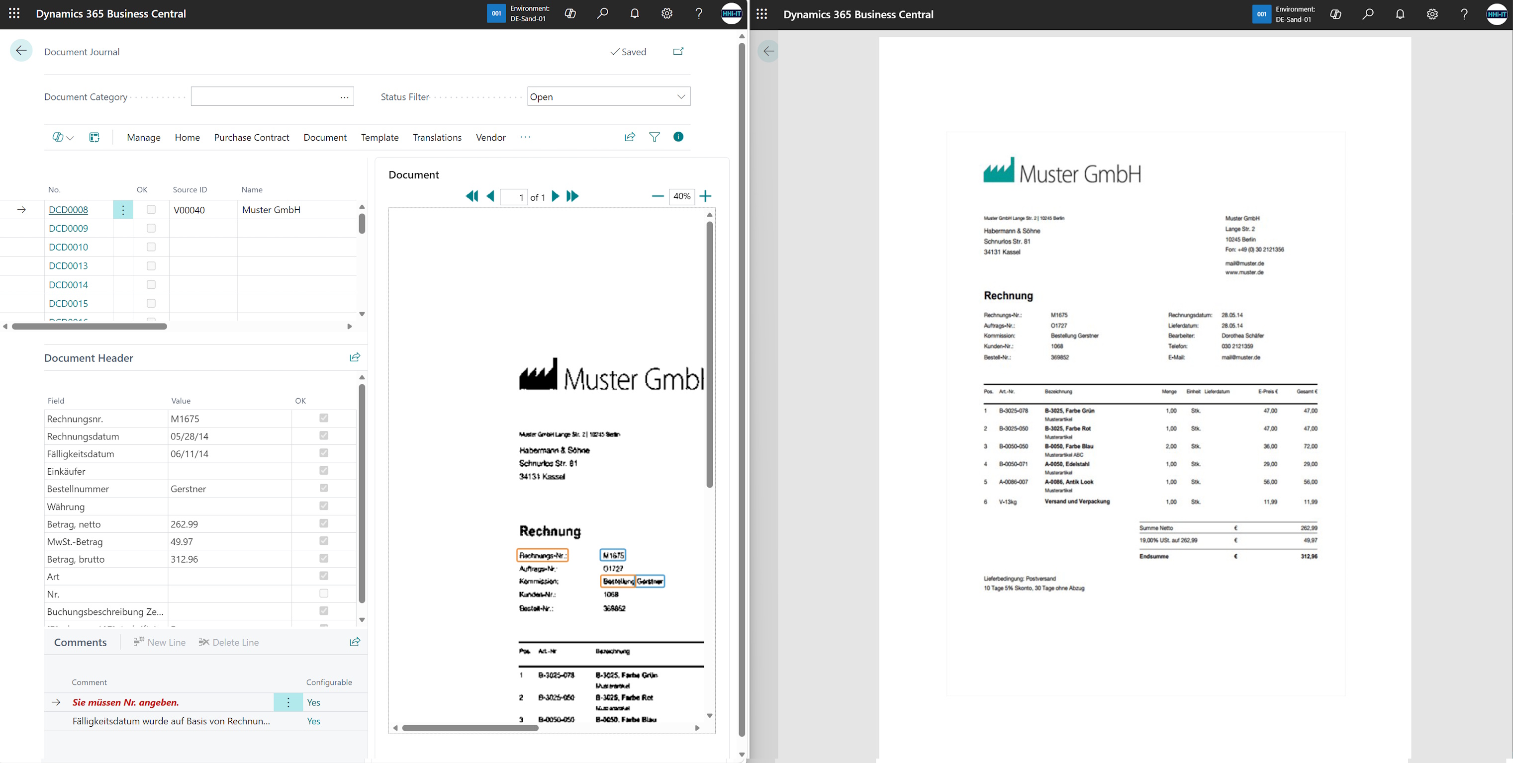 Page 'Document Journal' and PDF in second window