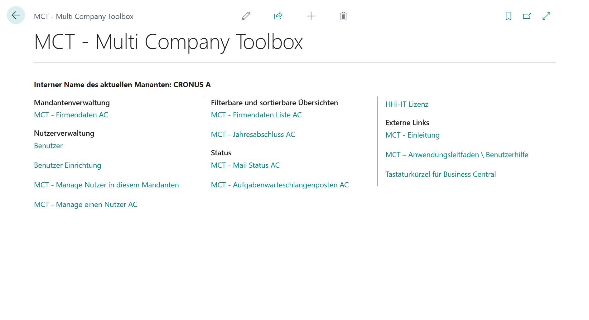 Seite 'MCT - Multi Company Toolbox'