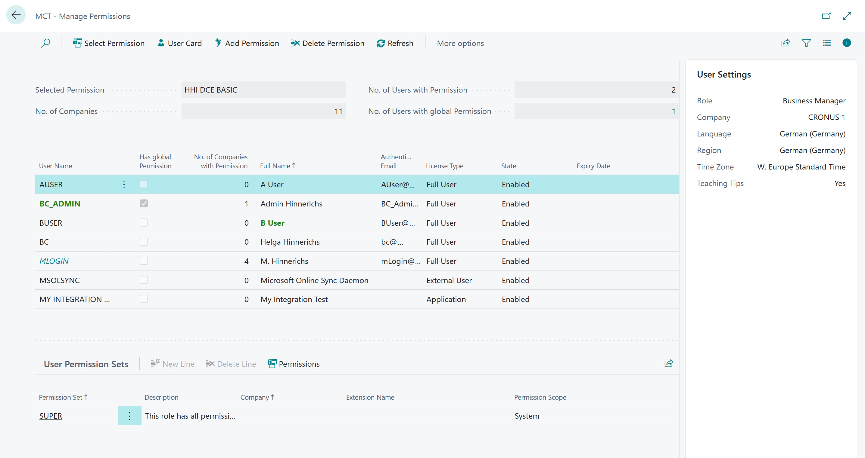 Page 'MCT - Manage Permissions'